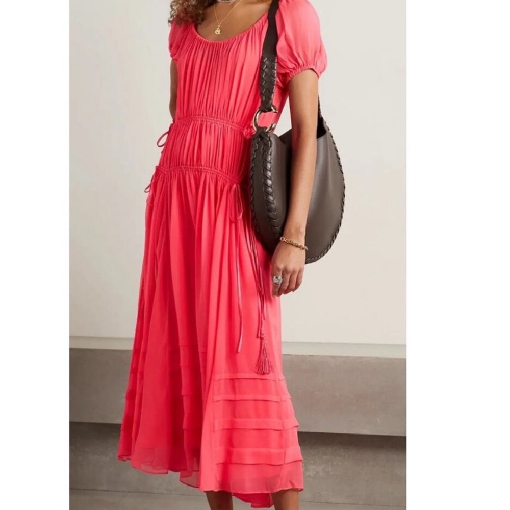 La Ligne Isabella Coral Pink Silk Dress, size L